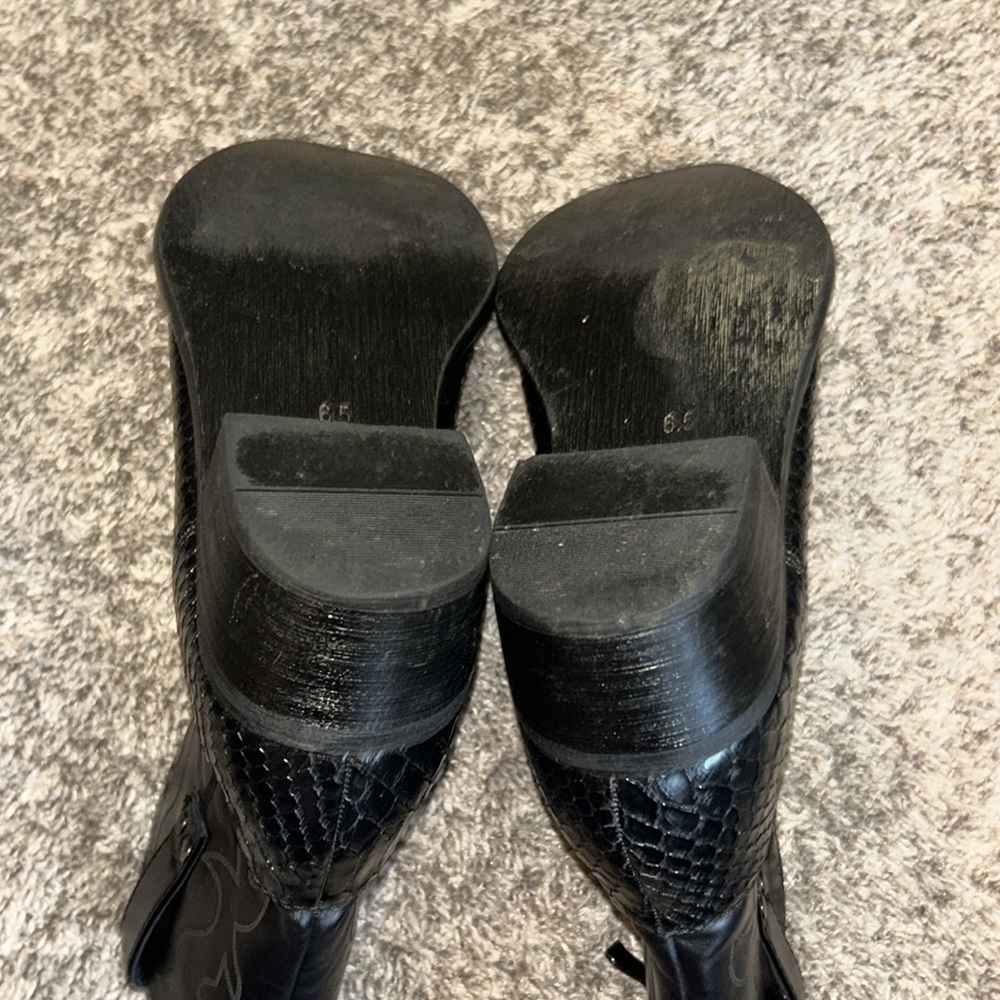 Enzo Romeo Black Snakeskin Embossed Cowboy Boots Men’s 6.5 / Women’s 8–8.5 - Picture 5 of 8